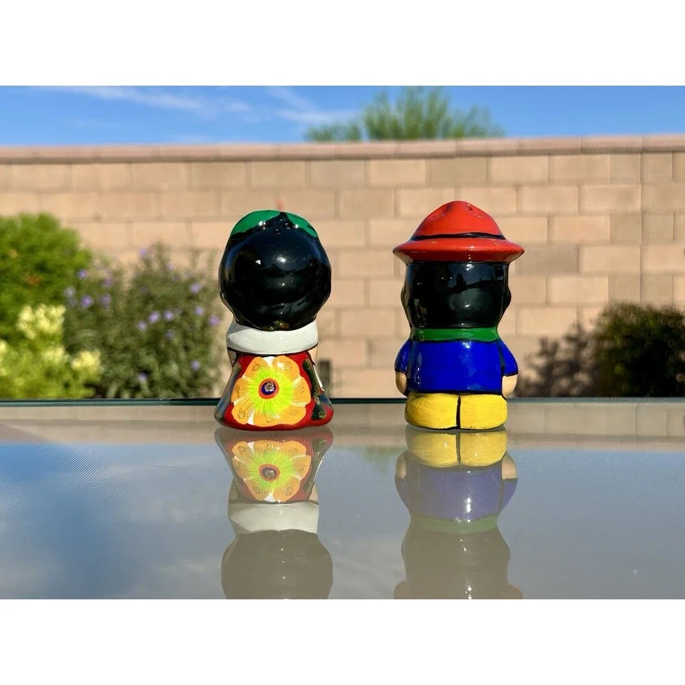 Mexico Folk Art Salt & Pepper Shakers Couple Set Frida Kahlo Diego Rivera Style